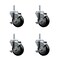 Service Caster 35 Inch Black Polyurethane Wheel Swivel 34 Inch Threaded Stem Caster Set with Brake SCC SCC-TS20S3514-PPUB-BLK-TLB-34212-4 - alternate 1